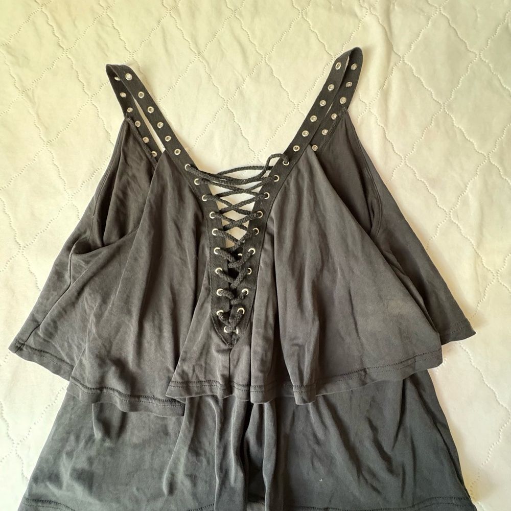 Black Lace-Up Tank Top